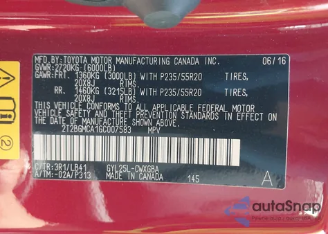 2016 Lexus Rx 450H z USA, uszkodzony, nr VIN 2T2BGMCA1GC007583